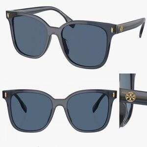 NWT Tory Burch | Blue Transparent Square Oversized Sunglasses $245 53-17-145